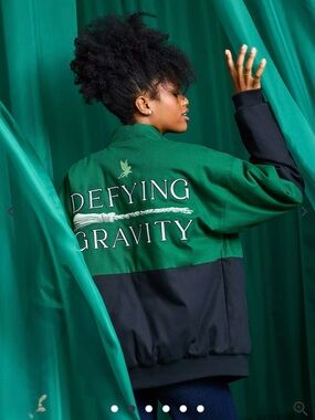 Green and Black Women's Bomber Jacket - Defying Gravity Graphic